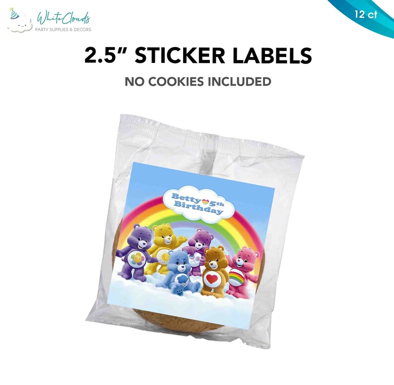 Care Bears Sticker Labels Birthday Party Favor Treat Bags Etsy