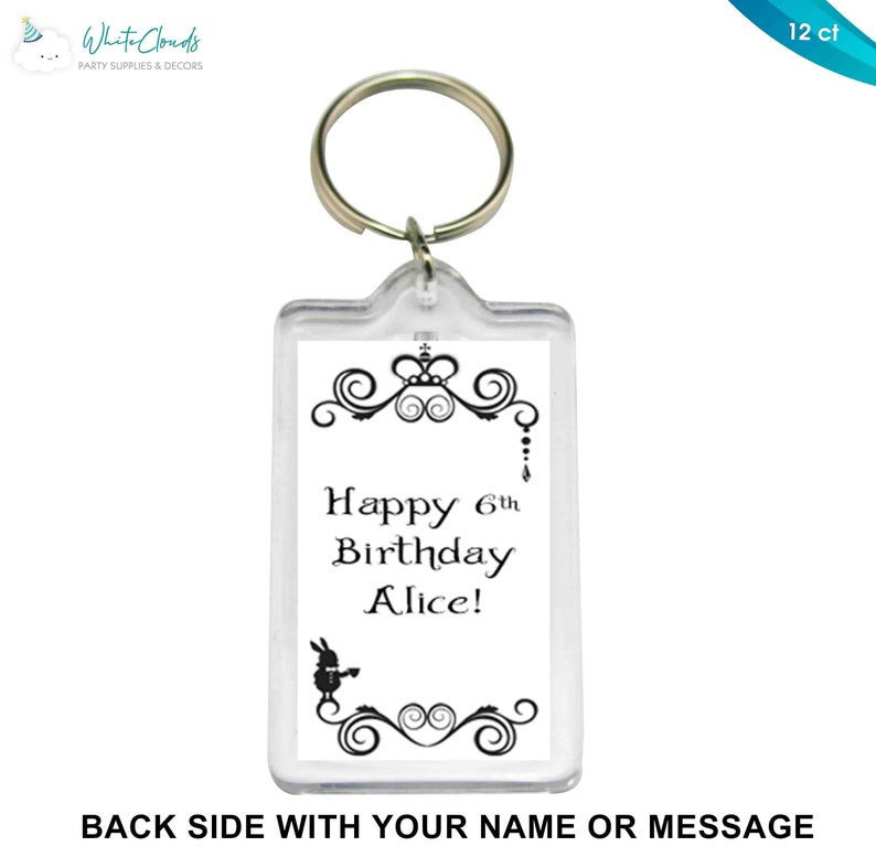 Alice Wonderland Keychains Favor Decorations Party Birthday Supplies Prize Key Chains Custom Personalized