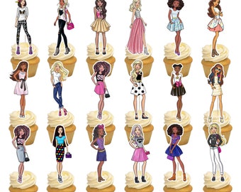 Barbie Party Cupcake Toppers | Etsy