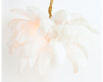Strauße Feder Lampe, Ostrich feather lamp, Hängeleuchte, Hängelampe