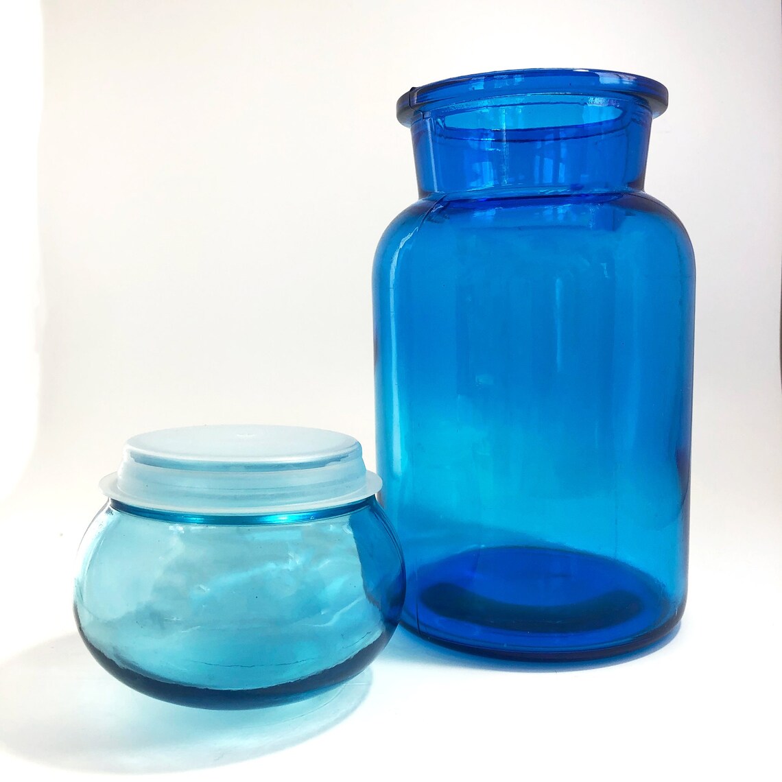 Vintage Azul Vidrio Boticario Lata | Etsy