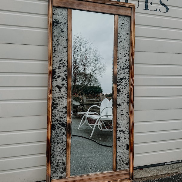 Cowhide Full Length Mirror: Handmade Western Decor