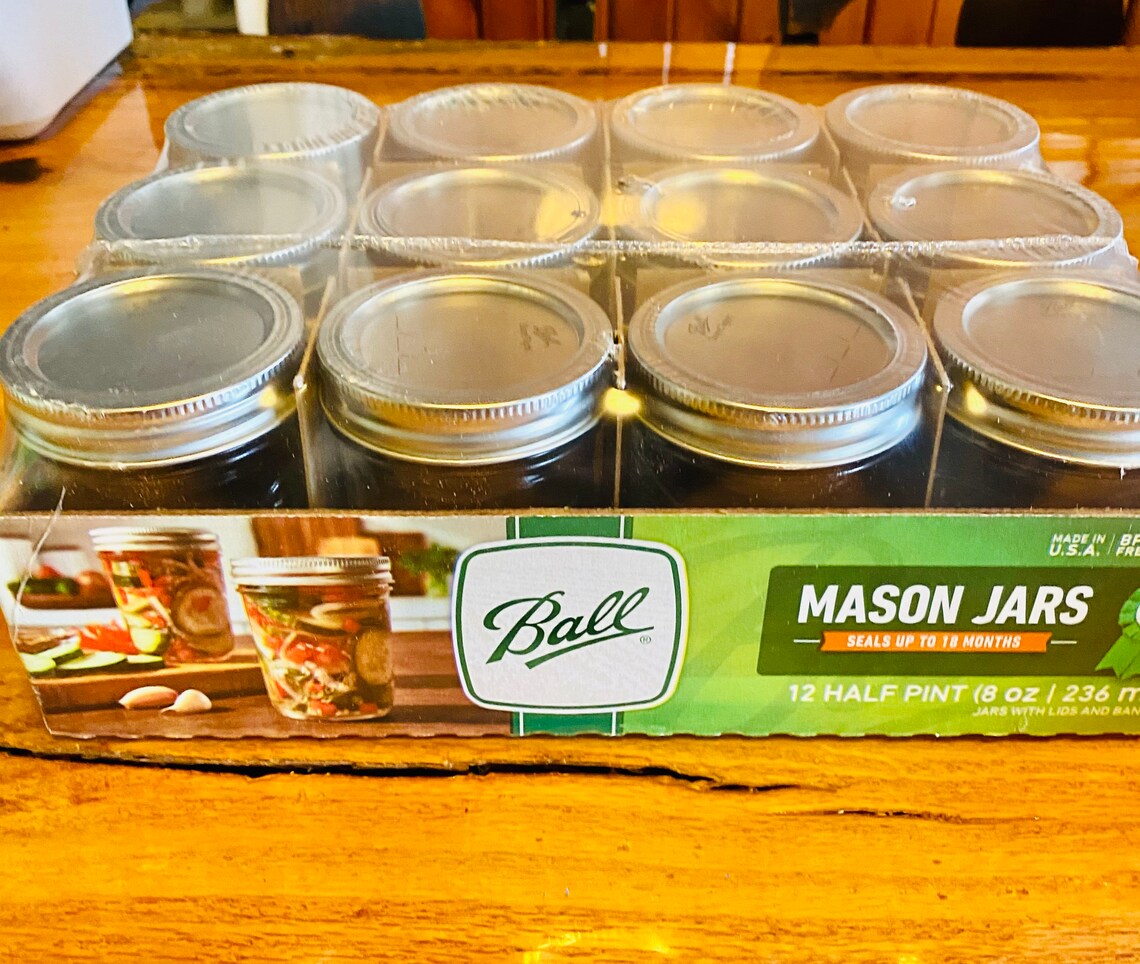 Ball 1/2 Pint Mason Canning Jars New in Case Etsy