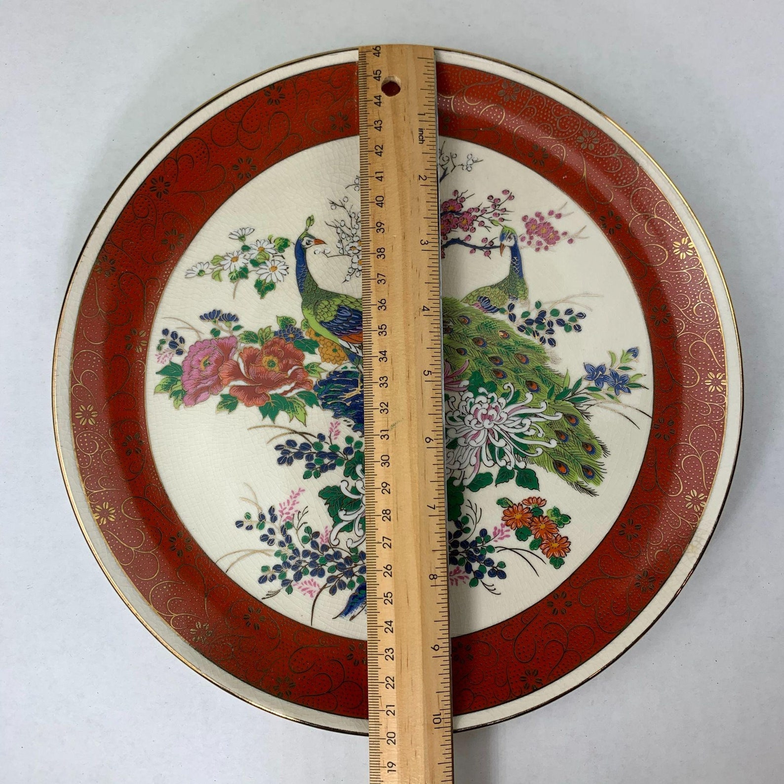 Vintage Satsuma Japan Peacock Plate Etsy
