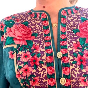 Bluzka z jedwabiu Adrianna Papell w stylu vintage: z nadrukiem angielskiej róży, rozmiar 10 zdjęcie 3