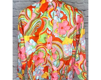Bluzka w kwiaty w stylu retro: styl vintage z lat 70., rozmiar M/L
