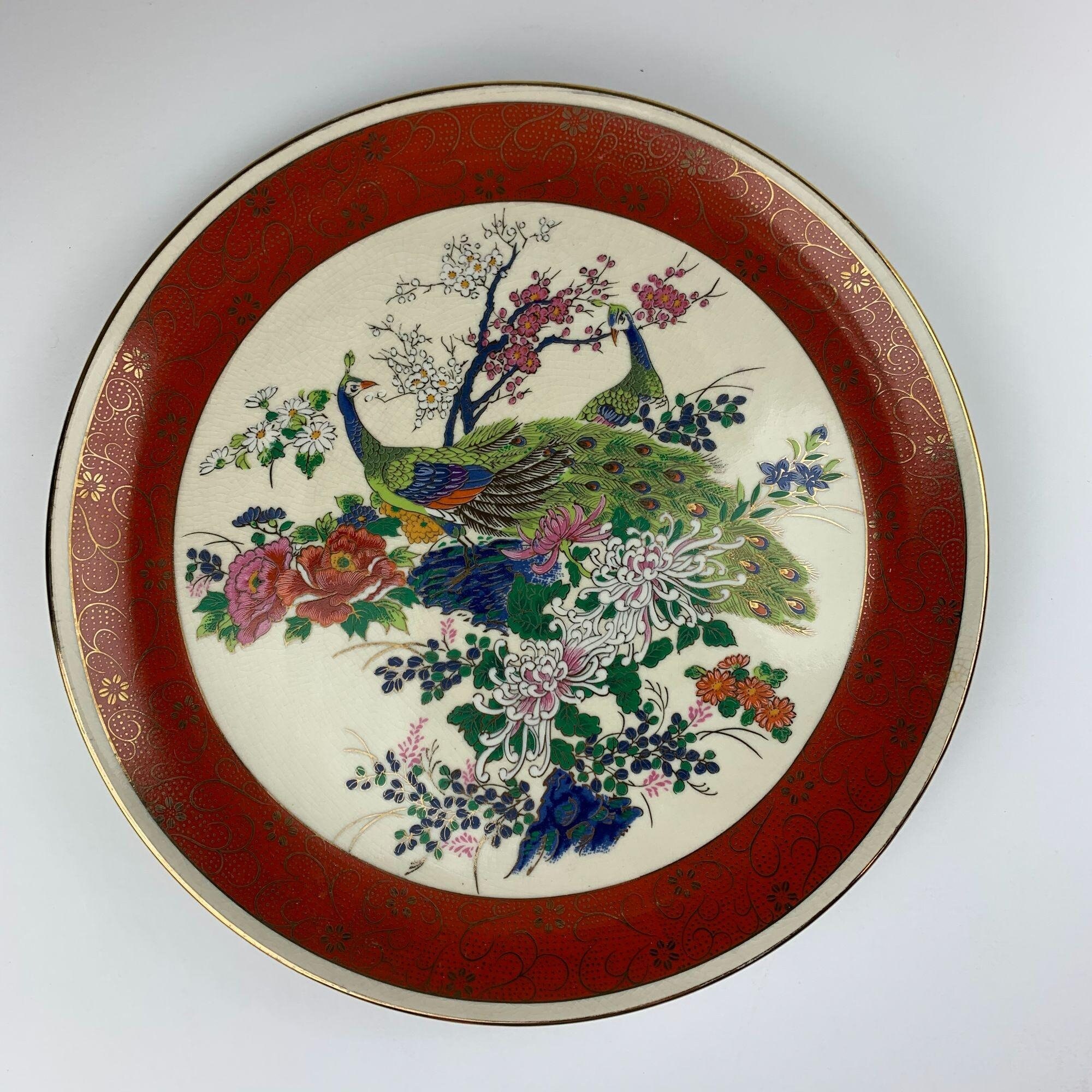 Vintage Satsuma Japan Peacock Plate Etsy UK