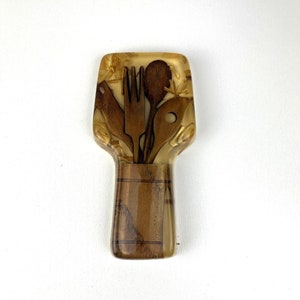 Vintage Lucite Resin Spoon Holder: Retro Mid Century Kitchen Decor