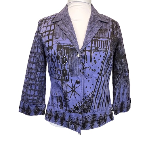 Vintage Nancy Bolen City Girl Art Deco Jacket Purple Abstract Ladies Size  Small Retro 90s Y2K Career Club Indie Style -  UK