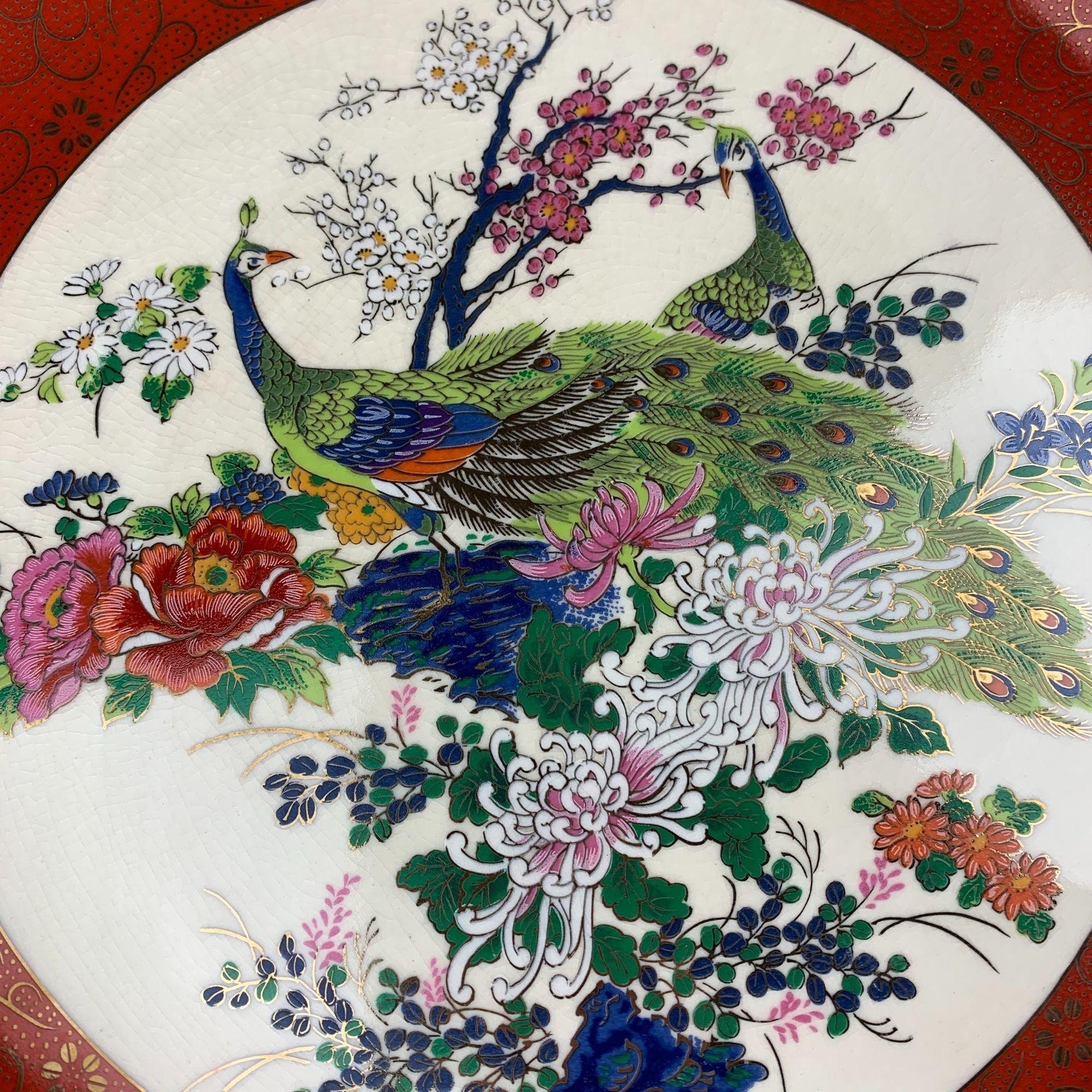 Vintage Satsuma Japan Peacock Plate Etsy