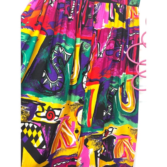 Vintage Groovy Bright Funky Print Abstract Skirt … - image 3