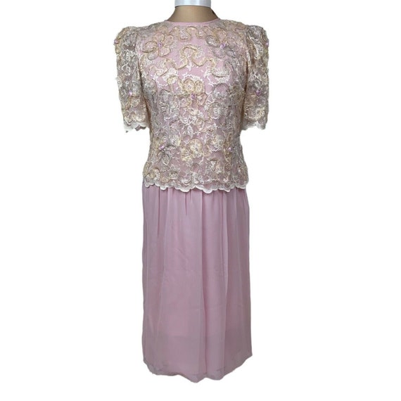 Vintage 80s Drop Waist Semi Formal Dress Miss Ell… - image 1