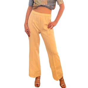 Vintage 70s Flare Leg Pants: High Waist Ivory Cream, Size MED