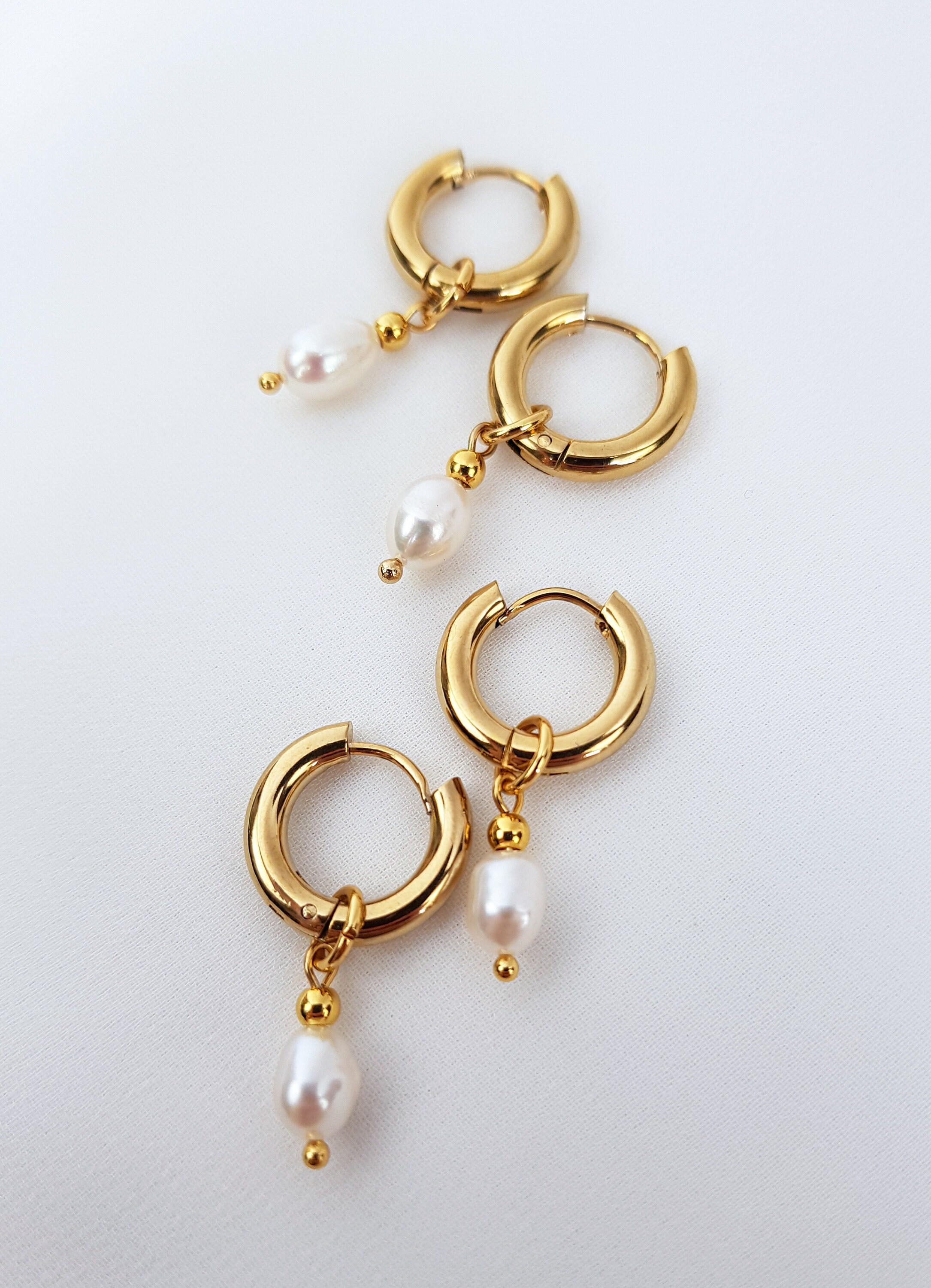 Mini pearl hoops Huggie hoop earrings Mini hoop earrings Etsy