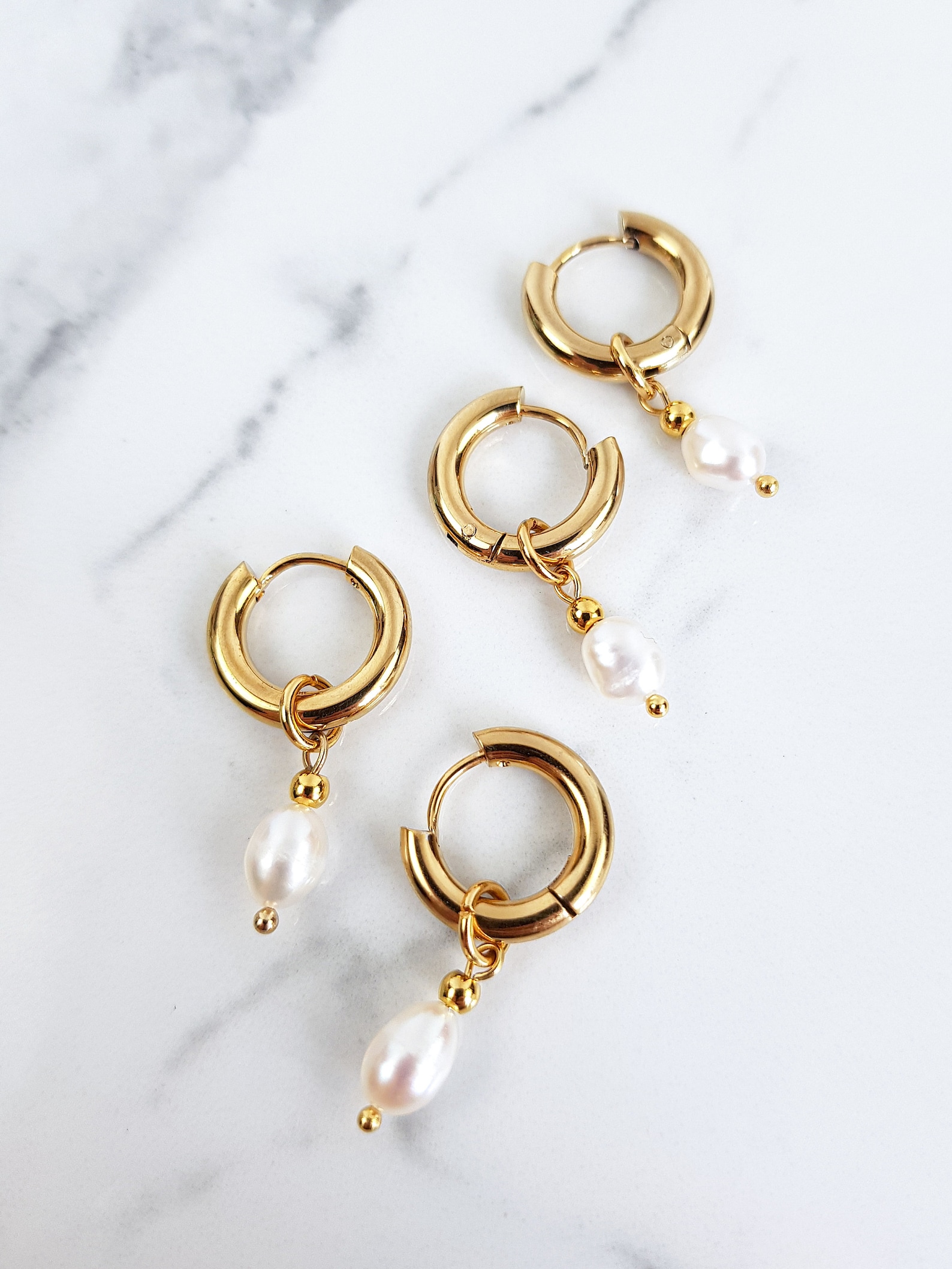 Mini pearl hoops Huggie hoop earrings Mini hoop earrings | Etsy