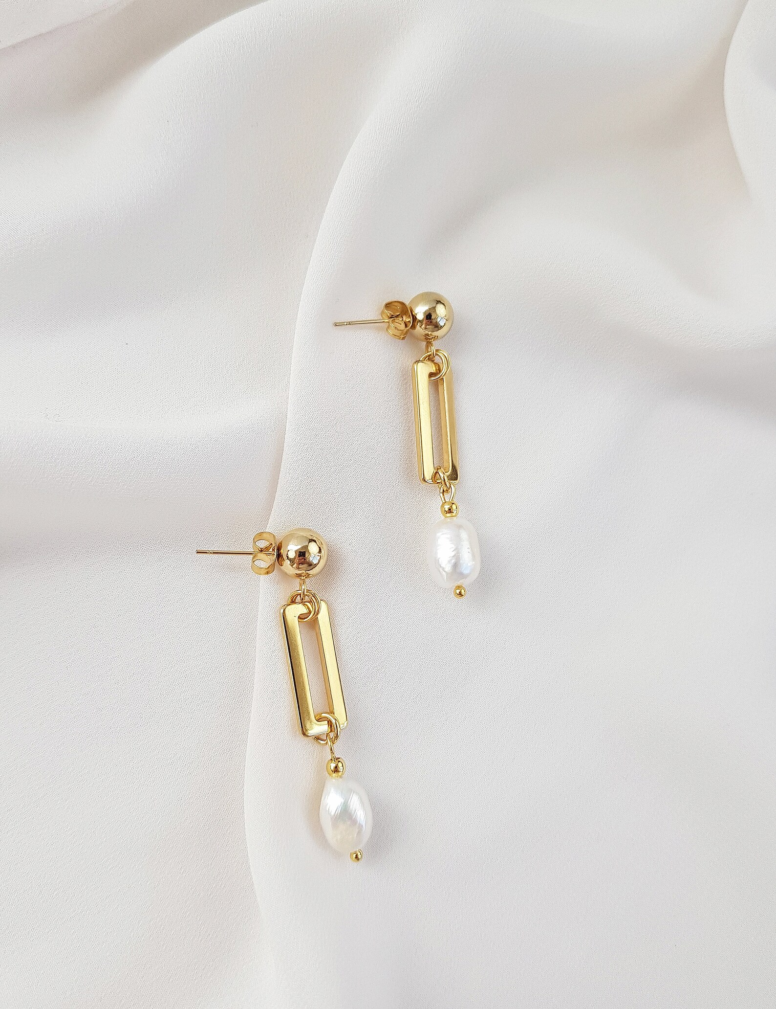 Baroque Pearl Earrings Real Pearl Earrings Gold Post Etsy