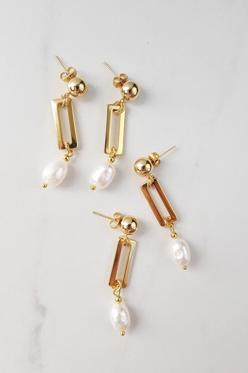 Baroque Pearl Earrings Real Pearl Earrings Gold Post Etsy