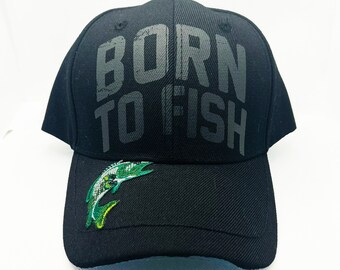 Born to Fish Hat, Fishing Cap, Fishing Life Cap, Adjustable Fishing Hat, Born to Fish Forced to Work, Wild Life, Fish, Fishing, Hat, Cap
