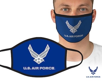 Officially Licensed U.S. Air Force Washable Face Mask / Face Covering, US Air Force Mask, 100% Cotton Adjustable Mask, Air Force Face Mask