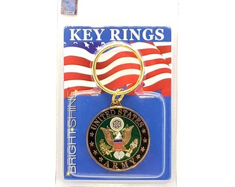 U.S. Army Seal Keychain, Army Keyring, US Army Heavy Weight Keyring, HW Keychain, US Army Old Logo Key Rings, Bright Shine Army Keyring