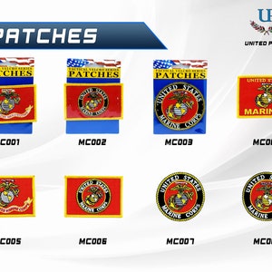 Marine Corps Patches with Iron on and Velcro fastener backing, USMC, Retired and Veteran Patches, The Globe, US Marines Patches for clothes image 2