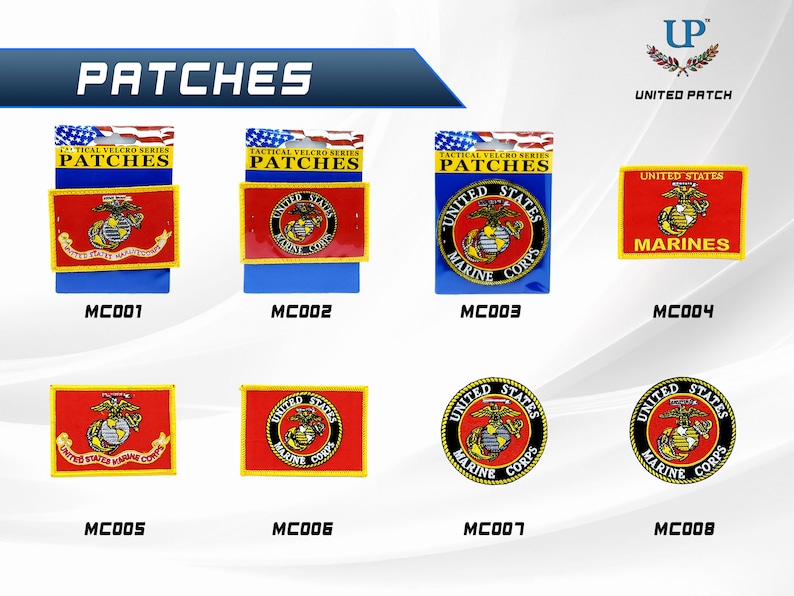 Marine Corps Patches with Iron on and Velcro fastener backing, USMC, Retired and Veteran Patches, The Globe, US Marines Patches for clothes image 2