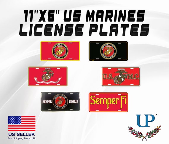 11''x6'' Aluminum US Marine Corps License Plates, US Marines