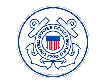 12'' U.S. Coast Guard Aluminum Round Sign / Wall Decor / Wall Hanging, US Coast Guard Circle Sign, USCG Wall Decoration for home and office