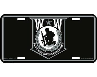 Wounded Warrior License Plate, 12''x6'' Aluminum Wounded Warrior License Plate, Wounded Veteran License Plate, WW Veteran License Plate