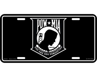 POW * MIA License Plate, 12''x6'' Aluminum Pow Mia License Plate, Prisoner of War - Missing in Action License Plate, Pow Mia License Plate