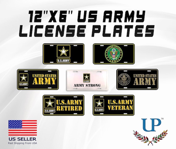 Army Star Strong 6"x12" Aluminum License Plate Tag USA Seller Black U.S 