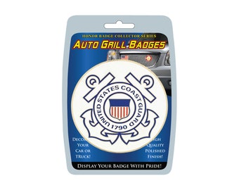 Officially Licensed U.S. Coast Guard Auto Grill Badge, US Coast Guard Mount-On Auto Emblem, USCG Auto Grill Badge, USCG Emblem for vehicles
