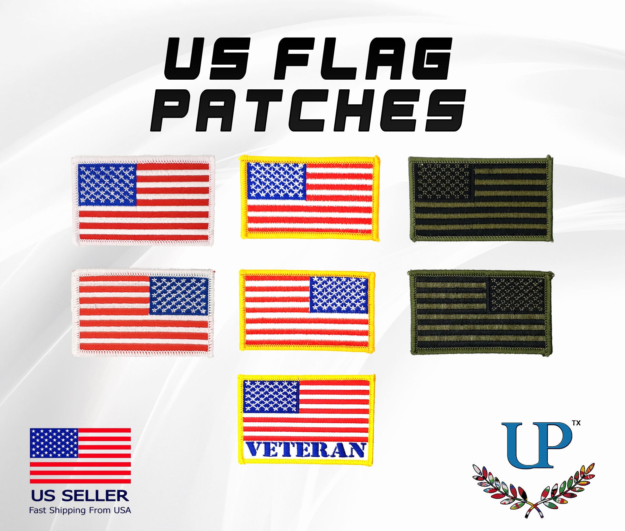 Reverse American Flag Patch Embroidered Tactical USA Applique United States  Military Iron On Sew On Emblem