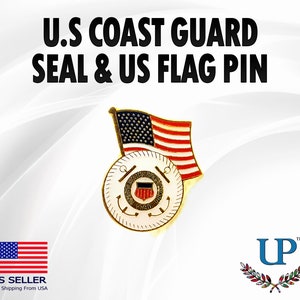 U.S. Coast Guard Seal & U.S. Flag Lapel Pin, U.S. Coast Guard Logo and U.S. Flag Lapel Pin, U.S. Coast Guard lapel pins for man and woman