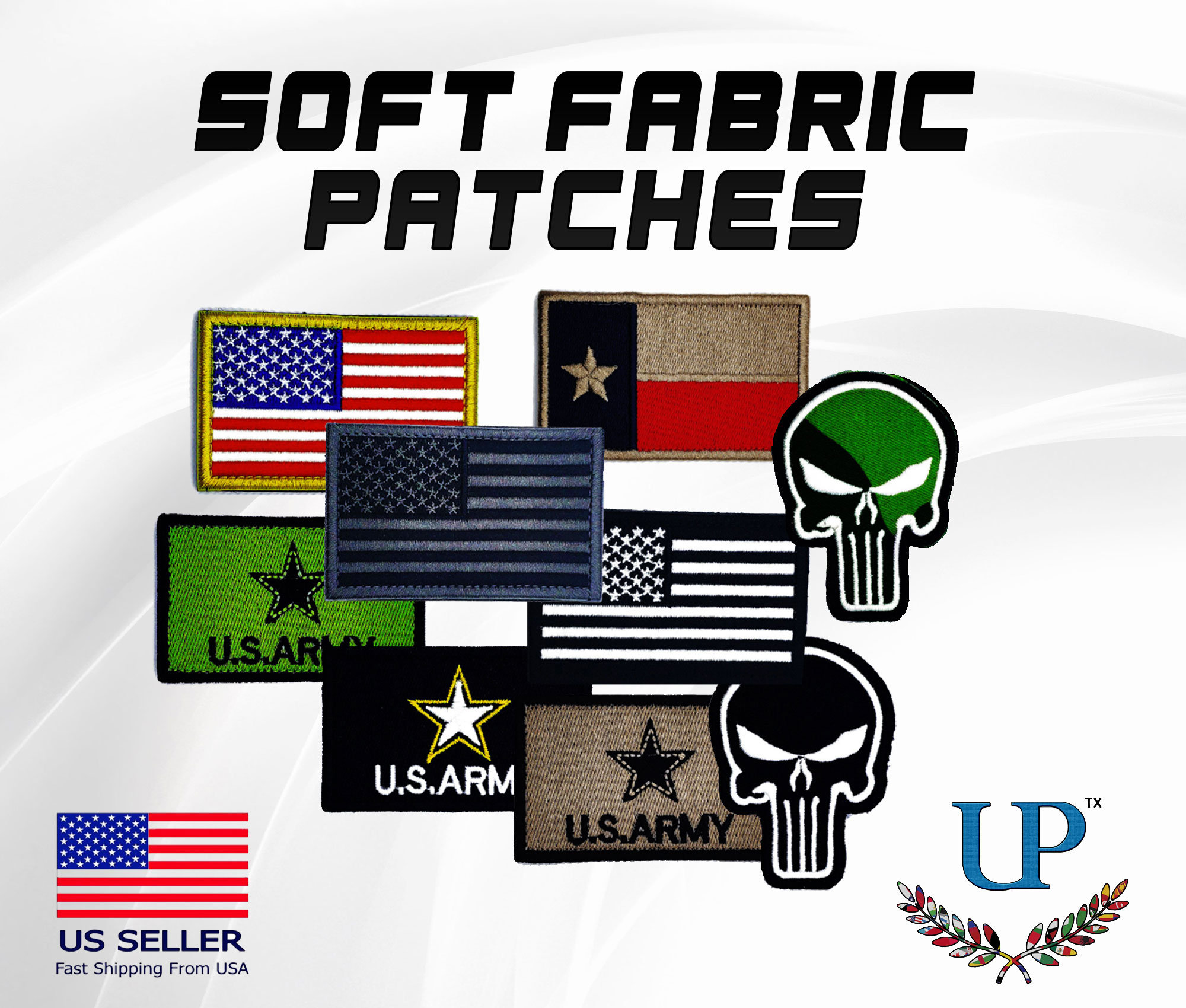 Fabric US Flag Velcro Texas Patch US Army -