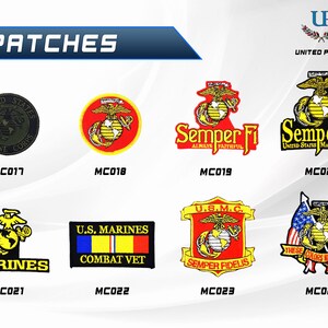 Marine Corps Patches with Iron on and Velcro fastener backing, USMC, Retired and Veteran Patches, The Globe, US Marines Patches for clothes image 4