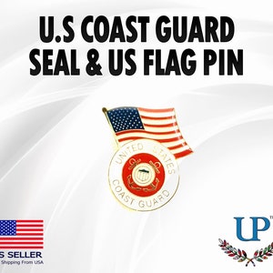 U.S. Coast Guard Seal & U.S. Flag Lapel Pin, U.S. Coast Guard Logo and U.S. Flag Lapel Pin, U.S. Coast Guard lapel pins for man and woman