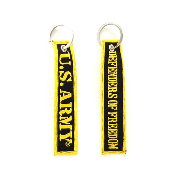 Embroidered U.S. Army Key Tags US Army Keyring US Army Keyring Soft Fabric Long Keyring for Army U.S. Army Defenders of Freedom Key Tag
