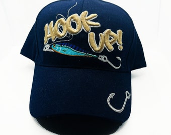 Hook Up Cap, Fishing Cap, Born to Fish Hat, Fishing Life Cap, Adjustable Fishing Hat, Born to Fish Forced to Work, Fish, Fishing, Hat, Cap