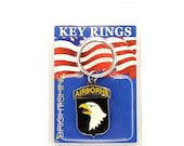 U.S. Army 101st Airborne Division Keychain, Screaming Eagle Keyring, 101st A B Heavy Weight Keyring, Bright Shine 101st Airborne Keyring