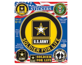Officially Licensed U.S. Army Durable Car Sticker Set of 6, US Army Car Decal, Army Bumper Sticker, Army Car Decal, Auto Emblem for vehicles