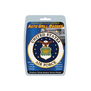 Officially Licensed U.S. Air Force Auto Grill Badge, US Air Force Mount-On Auto Emblem, USAF Auto Grill Badge, AF Emblem for cars and trucks