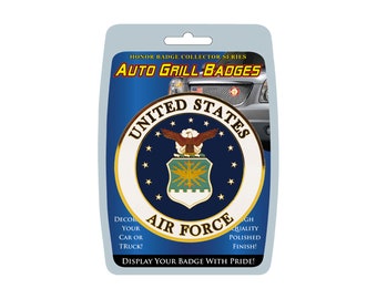 Officially Licensed U.S. Air Force Auto Grill Badge, US Air Force Mount-On Auto Emblem, USAF Auto Grill Badge, AF Emblem for cars and trucks