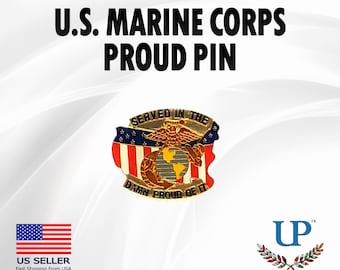 B Lapel PINBACK Tie ROUND PIN Hat Military UNITED STATES MARINE CORPS 