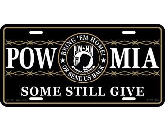 POW * MIA License Plate, 12''x6'' Aluminum Pow Mia License Plate, Prisoner of War - Missing in Action License Plate, Pow Mia License Plate