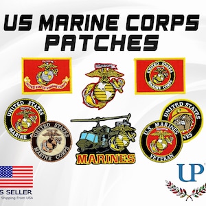 Marine Corps Patches with Iron on and Velcro fastener backing, USMC, Retired and Veteran Patches, The Globe, US Marines Patches for clothes image 1