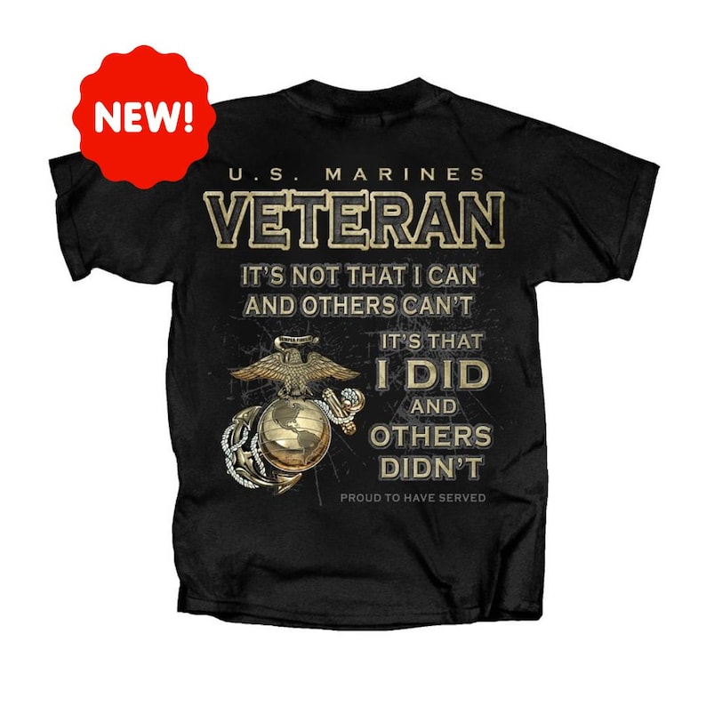 T-shirt US Marine Corps The Few The Proud | Maglietta Nera Gildan Con Licenza Ufficiale - Foto 3