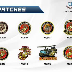 Marine Corps Patches with Iron on and Velcro fastener backing, USMC, Retired and Veteran Patches, The Globe, US Marines Patches for clothes image 3