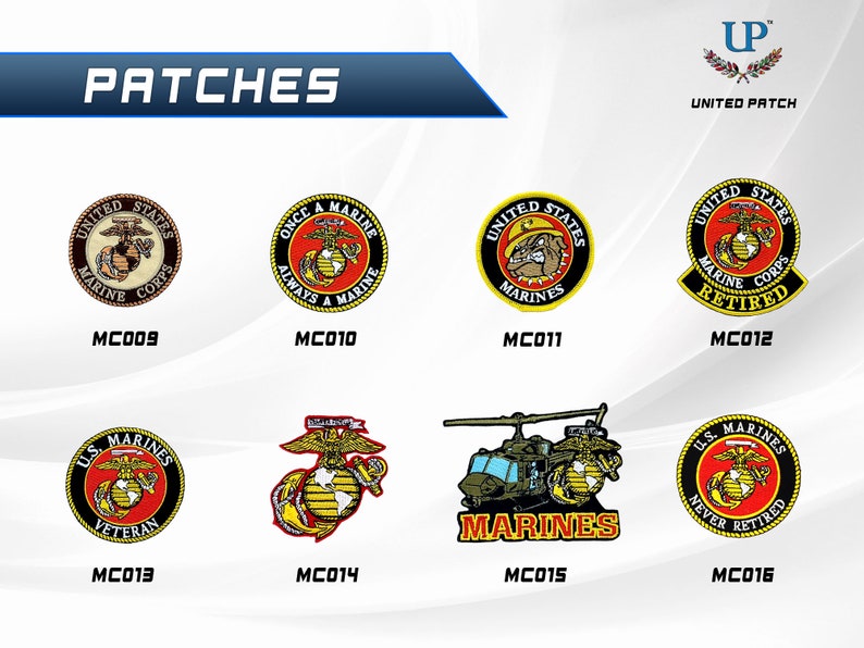 Marine Corps Patches with Iron on and Velcro fastener backing, USMC, Retired and Veteran Patches, The Globe, US Marines Patches for clothes image 3