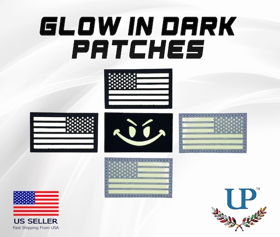 Glow in Dark US Flag Velcro Patches, Reflective Flag Patch, Smile